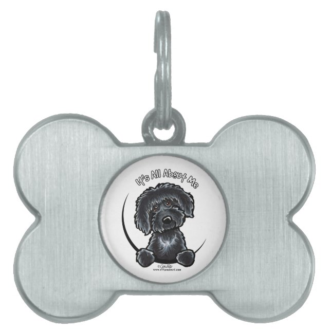Placa Para Mascotas Keychain Black Labradoodle IAAM (Frente)