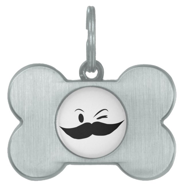 Placa Para Mascotas Kinky Mustache (Frente)