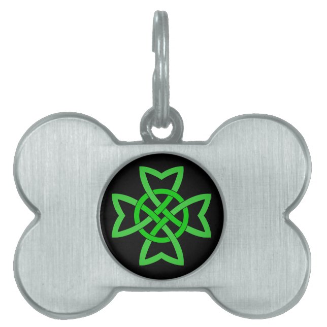 Placa Para Mascotas Knot celta verde irlandesa (Frente)