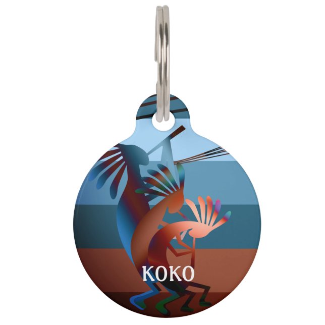 Placa Para Mascotas Kokopelli Southwest Music 2 (Anverso)