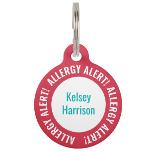 Placa Para Mascotas La alarma de la alergia personalizada embroma