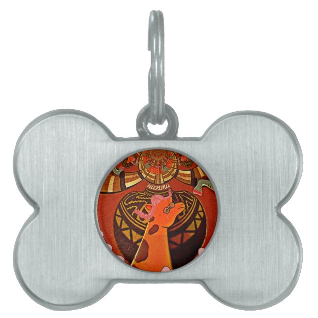 Placa Para Mascotas La elegante y divertida jirafa de estilo africano (Frente)
