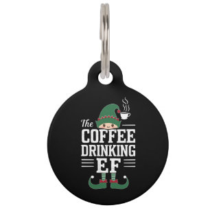 Placa Para Mascotas La familia de elfos bebedores de café que combina