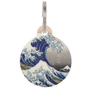 Placa Para Mascotas La gran ola de Hokusai del Bella Artes Kanagawa