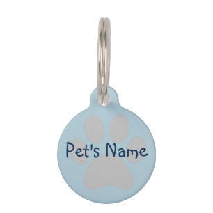 Placa Para Mascotas La impresión de la pata azul y el gris