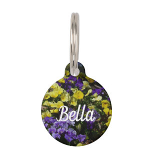 Placa Para Mascotas La ladera de los Pansies morado y amarillo