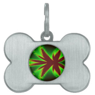 Placa Para Mascotas La libélula en la etiqueta de mascota fractal de l