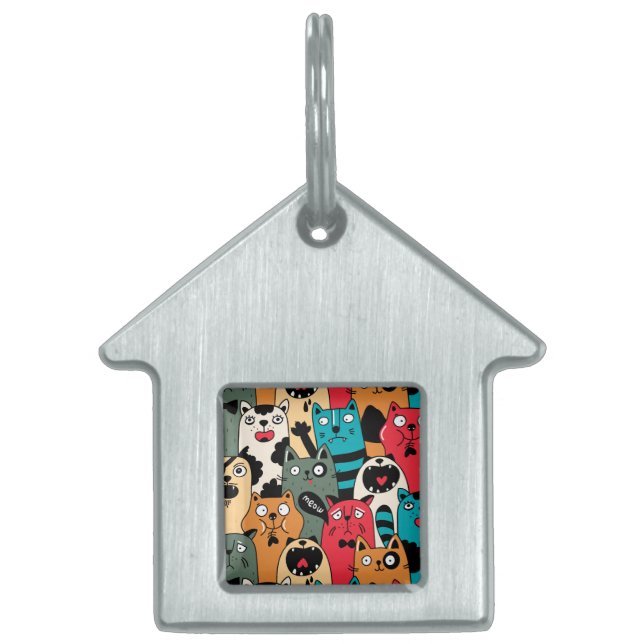Placa Para Mascotas La multitud de gatos (Frente)