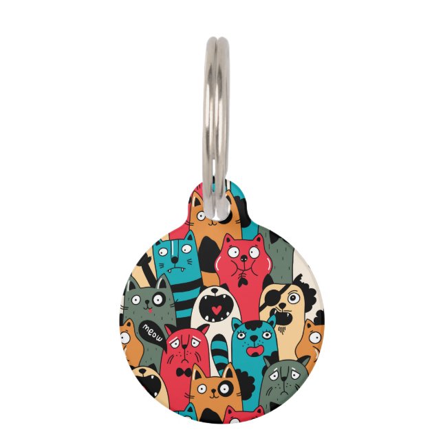 Placa Para Mascotas La multitud de gatos (Anverso)