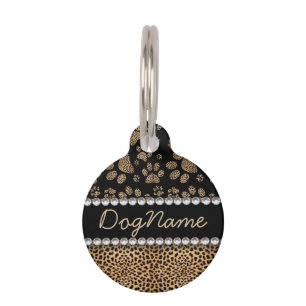 Placa Para Mascotas La pata del punto del leopardo imprime la