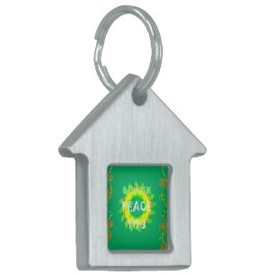 Placa Para Mascotas La Paz Esté Contigo: Verde y Amarillo Inspiradores