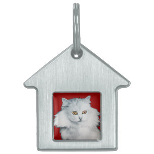 Placa Para Mascotas LA REINA DE LOS GATOS BLANCOS, rojo