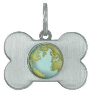 Placa Para Mascotas La tierra 3D cosió la etiqueta del mascota del