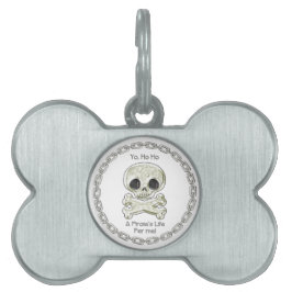 Placa Para Mascotas La vida de un pirata calavera y huesos