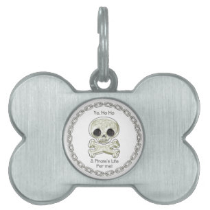 Placa Para Mascotas La vida de un pirata calavera y huesos
