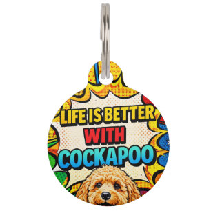 Placa Para Mascotas La vida es mejor con la etiqueta de perro Cockapoo