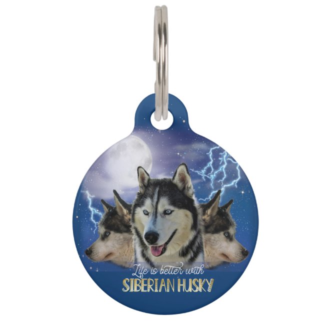 Placa Para Mascotas La Vida Es Mejor Con Un Husky Siberiano (Reverso)