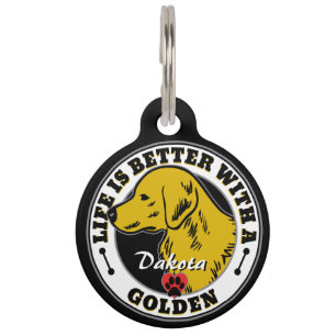 Placa Para Mascotas La vida personalizada de Golden Retriever es mejor