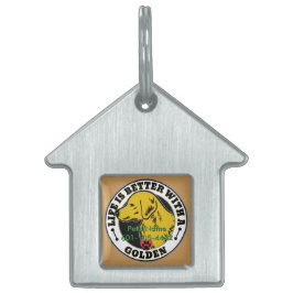 Placa Para Mascotas La vida personalizada de Golden Retriever es mejor