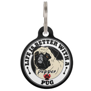 Placa Para Mascotas La Vida Personalizada De Pug Es Mejor Con Un Pug