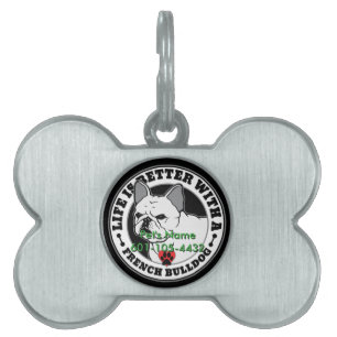 Placa Para Mascotas La vida personalizada del Bulldog francés es mejo