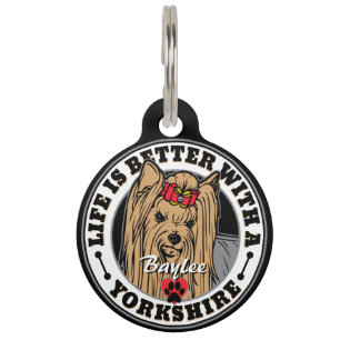Placa Para Mascotas La Vida Terrier De Yorkshire Es Mejor Con Yorkie