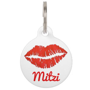 Placa Para Mascotas Labios Rojos Me Besan Valentine Love Makeup