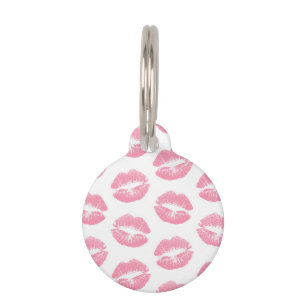 Placa Para Mascotas Labios rosados, patrón de labios, lápiz labial ros