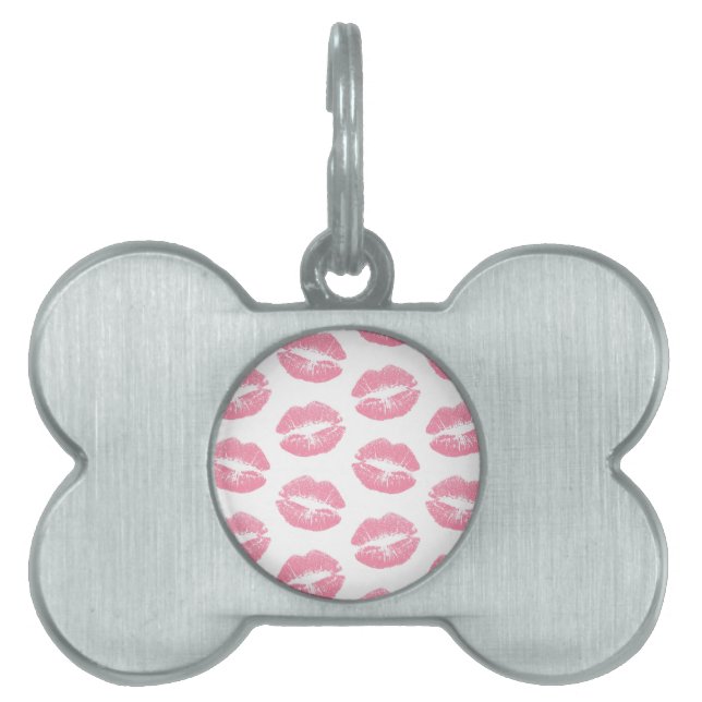 Placa Para Mascotas Labios Rosados, Patrón De Labios, Palo De Labios R (Frente)