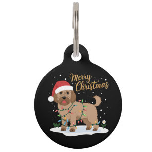Placa Para Mascotas Labradoodle Feliz Navidad Graciosa Navidad Perro a