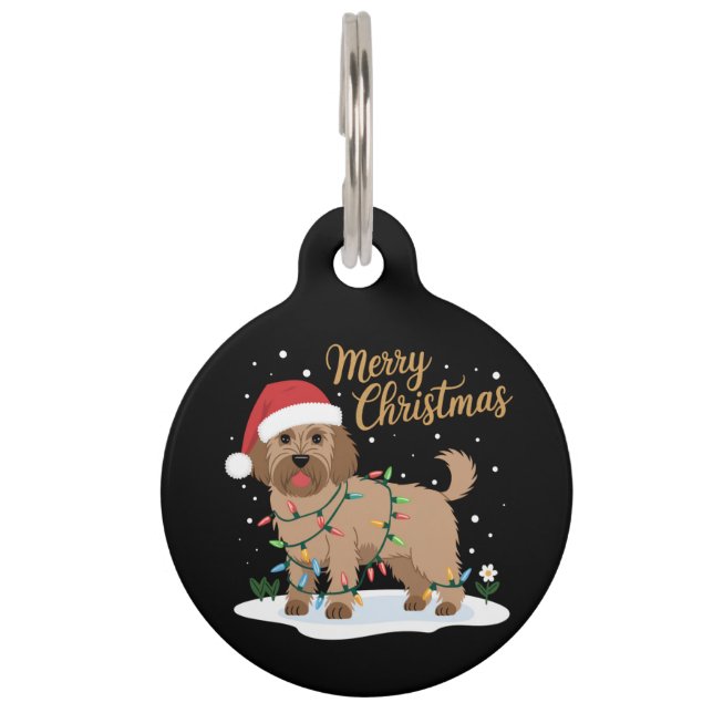 Placa Para Mascotas Labradoodle Feliz Navidad Graciosa Navidad Perro a (Anverso)