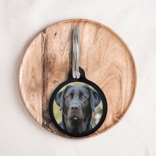 Placa Para Mascotas Labrador negro, etiqueta Personalizado de foto de