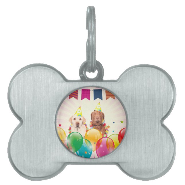 Placa Para Mascotas Labrador recuperar globos de perro cumpleaños (Frente)