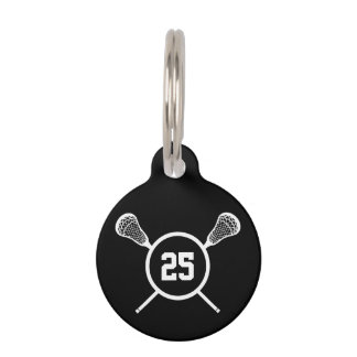 Placa Para Mascotas Lacrosse Player número i.d. etiqueta de perro