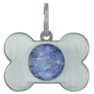 Placa Para Mascotas Ladrillo Resumen Winter Blues Pet Tag