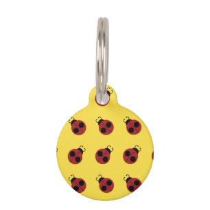 Placa Para Mascotas Ladybug 60s retro fresco amarillo