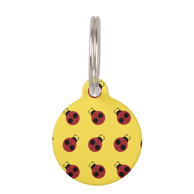 Placa Para Mascotas Ladybug 60s retro fresco amarillo (Anverso)