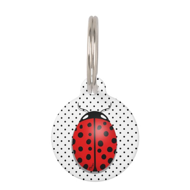 Placa Para Mascotas Ladybugs en rojo (Anverso)