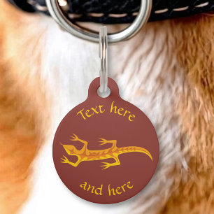 Placa Para Mascotas Lagarto Tribal Naranja
