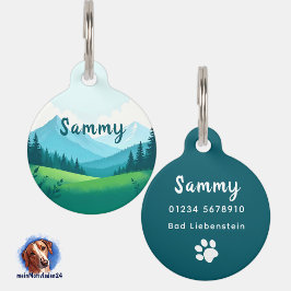Placa Para Mascotas Landschaft Berge | personalisierbare Hundemarke