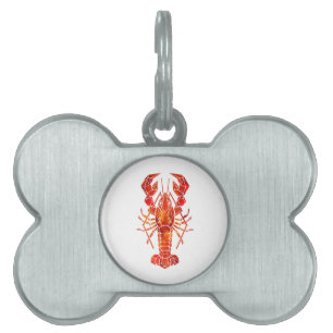 Placa Para Mascotas Langosta poligonal roja