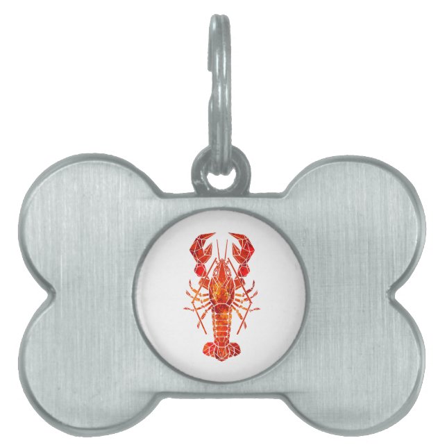 Placa Para Mascotas Langosta poligonal roja (Frente)