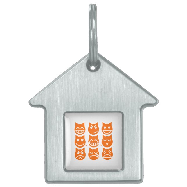 Placa Para Mascotas Las 9 vidas del gato de la Emoji (Frente)