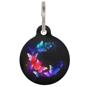 Placa Para Mascotas Las mariposas nocturnas brillantes de Neon en el f