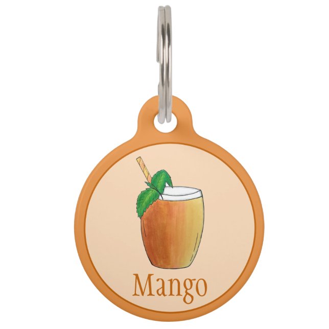Placa Para Mascotas Lassi de Mango Refrescante Bebida de Yogur de Frut (Anverso)