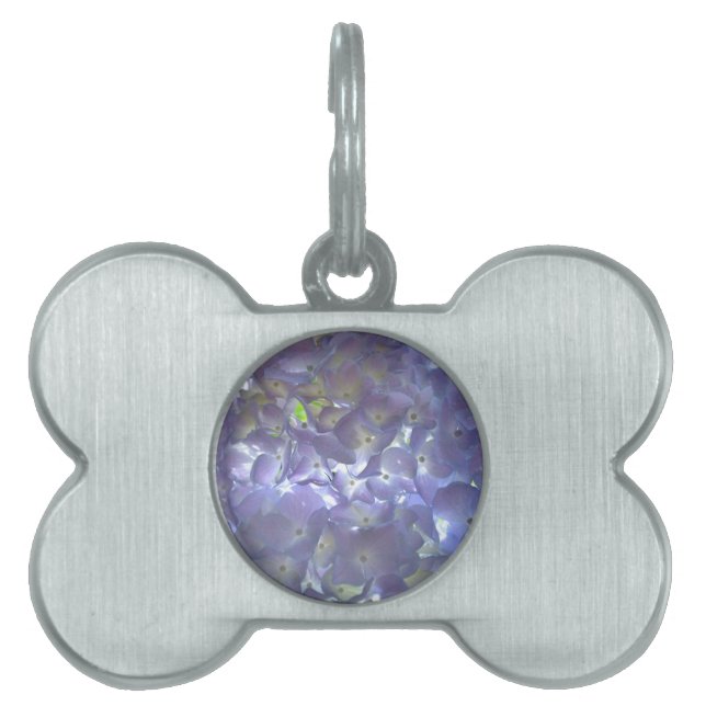 Placa Para Mascotas Lavender Hydrangeas flores púrpuras (Frente)