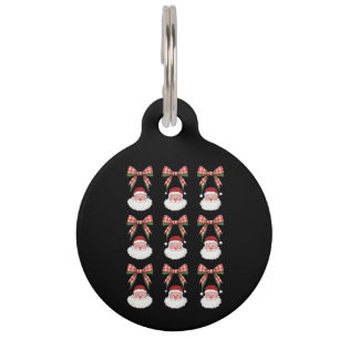 Placa Para Mascotas Lazo Coqueta Navidad Santa Vintage Navidades Retro