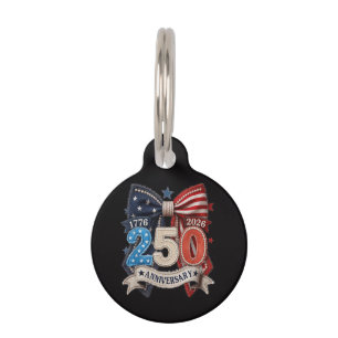 Placa Para Mascotas Lazo de bandera americana 250 aniversario Patrióti