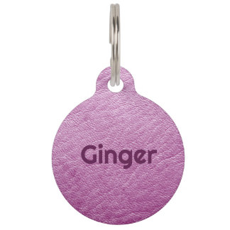 Placa Para Mascotas Leather Lilac personalizada