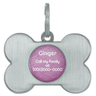 Placa Para Mascotas Leather Lilac personalizada